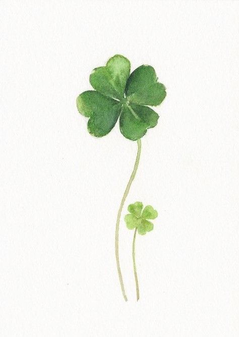 Clovers Drawing, 4 Leaf Clover Drawing, Green Flower Drawing, Four Leaf Clover Painting, Four Leaf Clover Aesthetic, 4 Leaf Clover Art, Clover Sketch, Four Leaf Clover Drawing, Forearm Word Tattoo