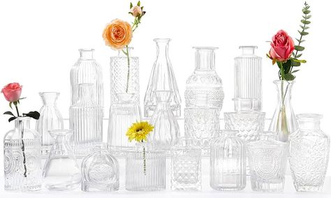 Amazon.com: Glass Bud Vases -Set of 20 for Flowers, Small Clear Bud Vases in Bulk for Centerpieces Home Decor, Mini Glass Vase Assorted for Rustic Wedding,Floral Arrangements,Home Table Decorations : Home & Kitchen Glass Vases Centerpieces, Glass Bud Vases, Vases For Flowers, Small Glass Vases, Clear Vases, Wedding Reception Tables, Floral Arrangements Wedding, Mini Vase, Vase Centerpieces