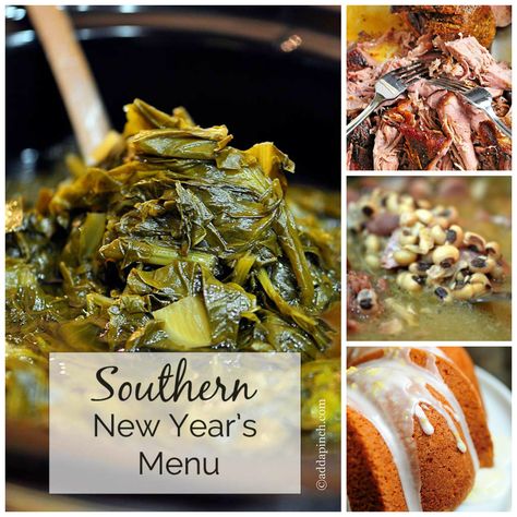 A classic Southern New Year's Menu includes classic dishes representing luck for the new year. Get this favorite New Year's Menu that is full of tradition. Southern New Years Dinner, Traditional New Years Dinner, New Years Dinner Ideas, New Years Day Dinner, New Years Day Meal, Nye Dinner, New Year Menu, Slow Cooker Lentils, New Years Eve Dinner