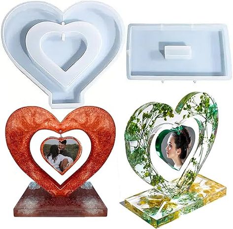 Ornament Picture Frame, Cadre Photo Diy, Photo Frame Heart, Resin Molds Silicone, Resin Hearts, Decoration Engagement, Handmade Photo Frames, Formy Silikonowe, Diy Picture Frames