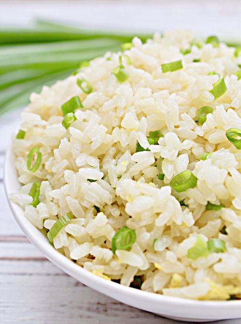 Scallion Rice ~ A light and mild-flavored white rice dish made with fresh green onions and lemon zest. Ready to serve in about 20 minutes. Green Onion Rice Recipes, Rice With Green Onions, Scallion Recipes Green Onions, Scallion Rice Recipe, Green Onion Recipes Dinners, Scallion Recipes, White Rice Dishes, Scallion Rice, Garden Meals