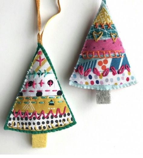 Christmas Decorations House, Christmas Decoration House, Kids Christmas Decorations, Tiny Tree, Embroidered Felt, Lavender Bags, Home Grown, Felt Christmas Ornaments, Christmas Makes