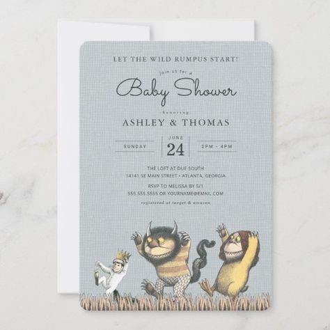 Where the Wild Things Are Baby Shower Invitation Wild Baby Shower, Baby Shower Wishes, Gender Neutral Baby Shower Invitations, Couples Baby Showers, Baby Shower Invites, Gender Neutral Baby Shower, Neutral Baby Shower, Wild Things, Baby Shower Theme