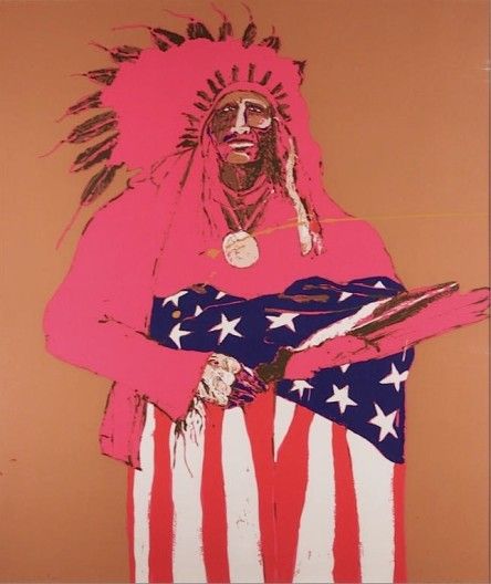 Fritz Scholder, Last Indian With American Flag, 111/150, 1970 Indian Wall Art, Western Artist, Native American Artists, Indian Paintings, American Indian Art, Indigenous Art, Native Art, Native American Art, Native American Indians