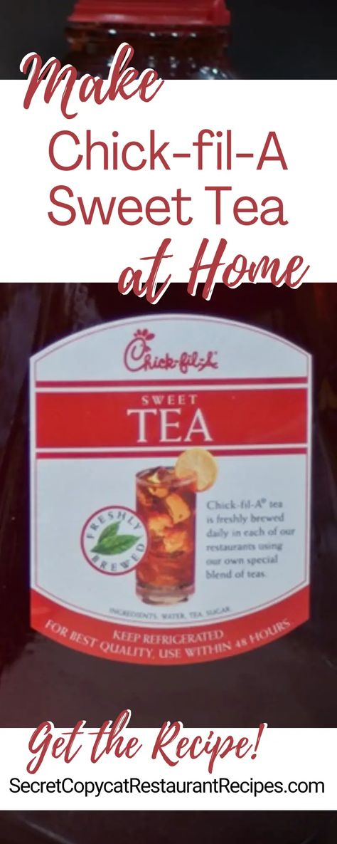 Chick-fil-A Sweet Tea Recipe - Secret Copycat Restaurant Recipes Chick Fil A Sweet Tea Recipe, Texas Sweet Tea Recipe, Chic Fil A Lemonade Recipe, Chick Fil A Copycat Frozen Lemonade, Unsweet Tea Recipe, Chik Fil A Sauce Diy, Copycat Chick Fil A Frosted Lemonade, Southern Sweet Tea Recipe, Chick Fil A Recipe Copycat