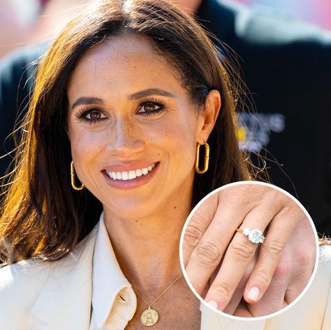 Meghan Markle engagement ring is the most searched Meghan Markle Engagement Ring, Meghan Markle Engagement, Wedding Gold Ring, Royal Ring, Cushion Moissanite Engagement Ring, Ring 3 Stone, Royal Rings, 14k Gold Wedding Ring, Elongated Cushion