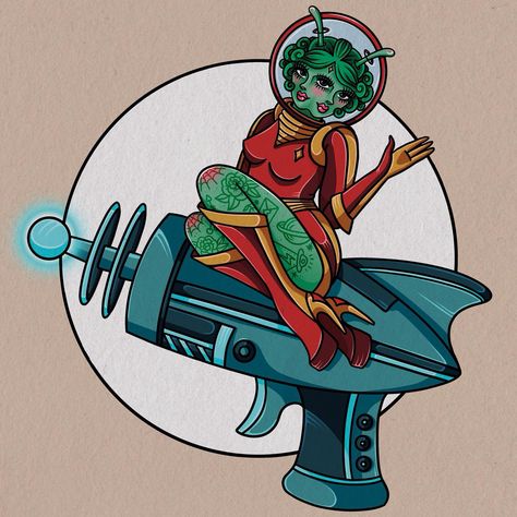 Yesterdays #mabsdrawlloweenclub2024 ‘Alien’ #mdwc24d7 #alien #spacegirl #tattoopinup Alien Pinup Tattoo, Alien Motorcycle, Alien Woman Art, Alien Tattoo, Alien Girl, Alien Character, Pin Up Tattoos, Space Girl, Art Styles