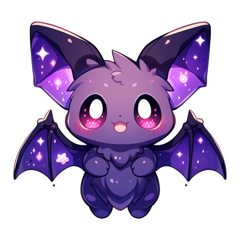 Cute Kawaii Halloween Happy Vampire Bat in Purple and Pink Sticker Kawaii Bat Drawing, Bat Art Cute, Cute Bats Cartoon, Bat Cute Art, Cute Bat Illustration, Bat Cute Drawing, Cute Creatures Drawing, Cute Vampire Art, Cute Goth Art