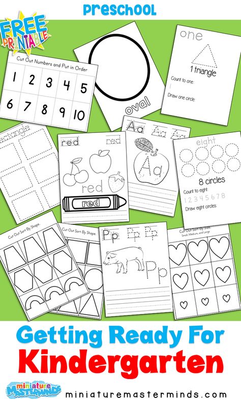 Getting Ready For Kindergarten No Prep Pack And Suggestions ⋆ Miniature Masterminds Getting Ready For Kindergarten, Ready For Kindergarten, Kindergarten Prep, Kindergarten Readiness, Free Preschool, Tot School, Preschool Curriculum, Preschool Printables, Preschool Lessons