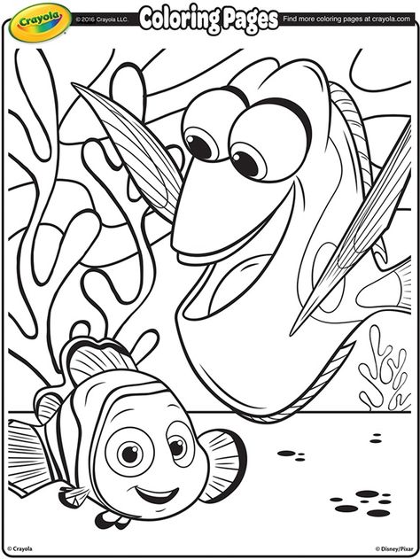 Finding Dory, Dory & Nemo - (crayola) Finding Nemo Coloring Pages, Nemo Coloring Pages, Crayola Coloring Pages, Disney Finding Nemo, Disney Free, Disney Colors, Finding Dory, Cartoon Coloring Pages, Disney Coloring Pages