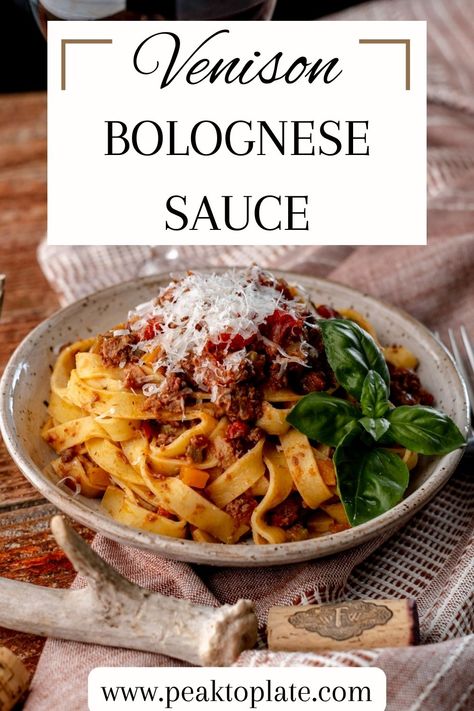 Venison Bolognese (Venison Ragu Pasta Sauce) Venison Bolognese, Venison Ragu, Ragu Pasta Sauce, Sausage Pasta Sauce, Ground Venison Recipes, Ragu Pasta, Meat Ragu, How To Cook Venison, Beef Pasta Recipes