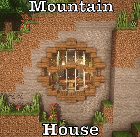 Minecraft Cliff House, Minecraft Mountain House, Minecraft Mountain, Mountain House Design, Minecraft Building Guide, Cottagecore Minecraft, Cottagecore House, Minecraft Aesthetic, Minecraft House Plans