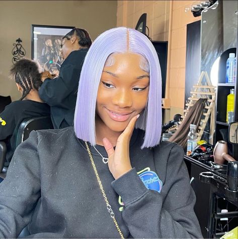 Lavender Bob, Short Lace Wig, Faux Locs Marley Hair, Vacay Hairstyles, Bang Bob, Purple Wigs, Bob Lace Wig, Hairstyle Wigs, Lavender Hair Colors