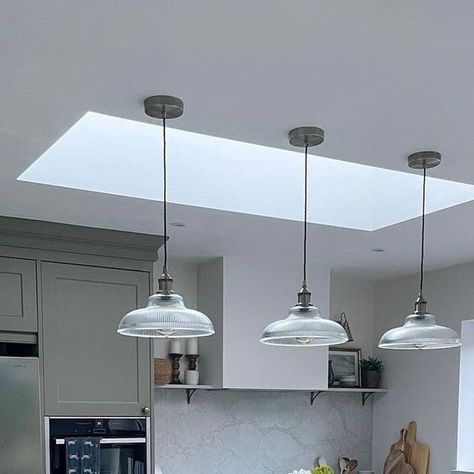 The Soho Lighting Company on Instagram: "We love how light, airy and social @homeatspringbank kitchen feels! 😍✨ A row of three Austen pendant lights from our Glass Library collection look spectacular over the kitchen island - the perfect style of lights that will continue to disperse, retract and reflect light throughout the day. 💡 📸: @homeatspringbank . . . . #myinspiringinterior #lighting #myhousebeautiful #Apartmenttherapy #Housebeautiful #actualinstagramhomes #bhghome #cornerofmyhome #de 3 Pendant Lights Over Kitchen Island, Glass Library, Lights Over Kitchen Island, Kitchen Pendants, Kitchen Pendant Lighting, Perfect Style, Apartment Therapy, Pendant Lights, Soho