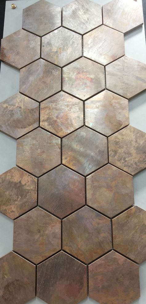 China Hexagonal  Copper wall  tile in bronze brushed for kitchen backsplash A6YB132-in Mosaics from Home Improvement on Aliexpress.com | Alibaba Group Diy Kitchen Backsplash Cheap, Copper Wall Tiles, Backsplash Cheap, Backsplash With Dark Cabinets, Trendy Kitchen Tile, Trendy Kitchen Backsplash, Diy Kitchen Backsplash, Copper Tiles, Herringbone Backsplash