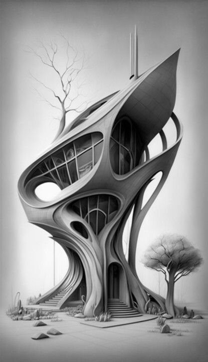 Igma Studio Dynamic Architecture, Villa Modern, Dynamic Painting, Futuristic Building, Interior Architecture Drawing, Organic Structure, Unusual Buildings, Geometric Architecture, Parametric Architecture