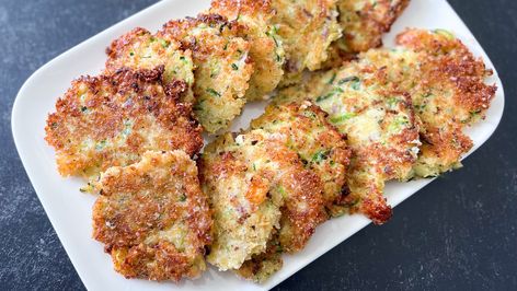 Zucchini Cakes, Zucchini Cakes Recipe, Large Zucchini, Zucchini Fritters Recipe, Air Fryer Zucchini, Easy Zucchini, Zucchini Cake, Zucchini Fritters, Zucchini Fries