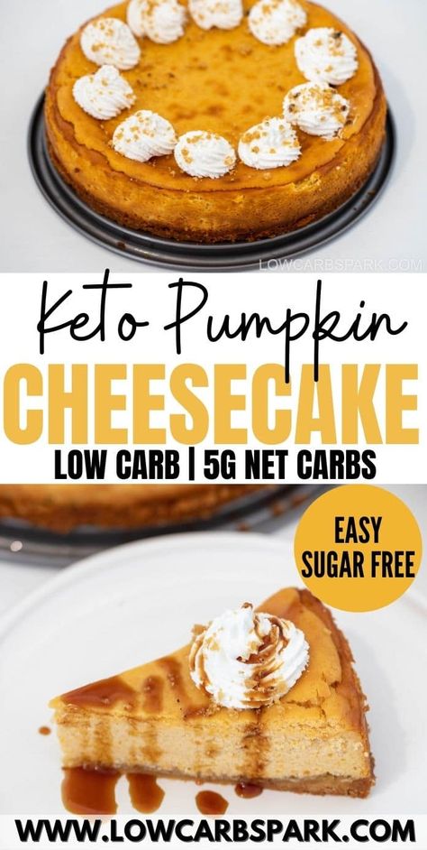 Keto Pumpkin Cheesecake, Low Carb Pumpkin Cheesecake, Cheesecake Crust, Pumpkin Cheesecake Recipes, Keto Pumpkin, Homemade Pumpkin Puree, Low Carb Low Sugar, Keto Dessert Easy, Keto Cheesecake