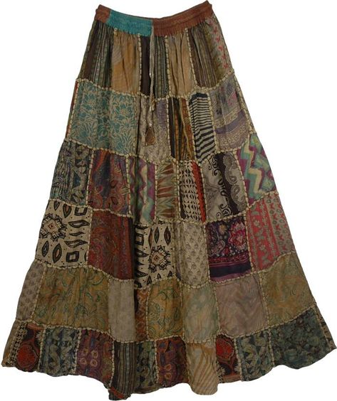 Hippie Skirts, Bohemian Skirt, Mode Boho, Patchwork Skirt, Boho Skirts, Hippie Outfits, Mode Inspiration, Hippie Style, Upcycle Clothes