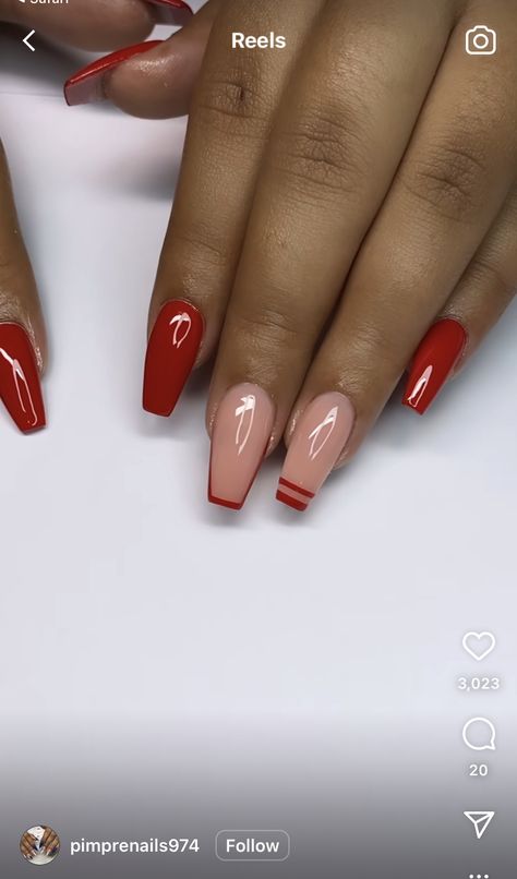 Red French Tip Square Nails, Red French Tip Square, Minimalist Nails Red, Dope Nail Designs Short, French Tip Square Nails, French Tip Square, Red French Tip, Pink Tip Nails, Neon Acrylic Nails