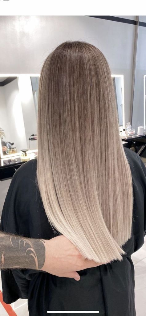 Cool Toned Blonde Hair Balayage Dark Brown, Cool Tone Blonde Hair Balayage, Ask Blonde Balayage, Ash Blonde Hair Ombre, Ash Blonde Balayage Straight Hair, Cool Toned Blonde Hair With Shadow Root, Blondish Brown Hair Balayage, Ombré Hair Blonde, Balayage Hair White