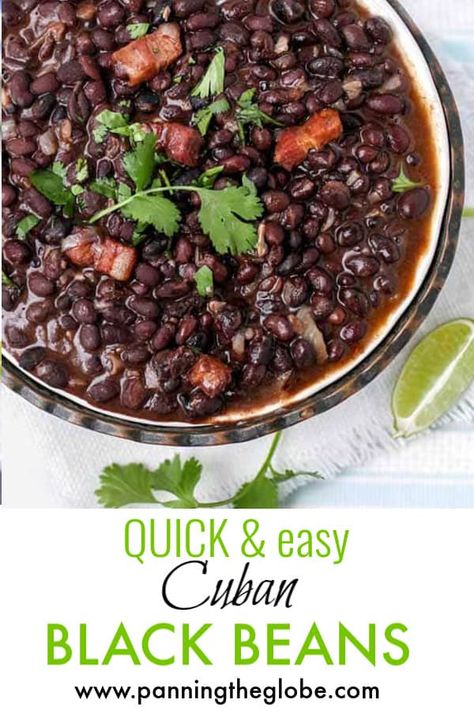 Quick Cuban Black Beans, Easy Cuban Black Beans, Cuban Black Beans From Can, Cuban Black Beans Canned, Cuban Beans Recipe, Stewed Black Beans, Mexican Style Black Beans, Cuban Black Bean Recipes, Canned Black Bean Recipes