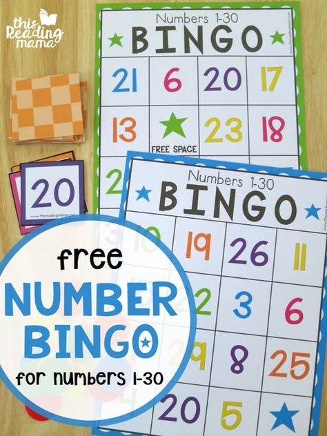 Looking for a fun way to work on number recognition for numbers 1-30? Try these FREE Number BINGO boards. Six different boards come in this freebie as well as number cards {color & black/white available}. This freebie is the 10th and final post of our Getting Ready for Kindergarten Series. I simply can’t believe how fast the summer has gone! … Number Bingo, Math Bingo, Daily Five, Prek Math, Math Number Sense, Numbers Kindergarten, Teaching Numbers, Math Intervention, Numbers Preschool