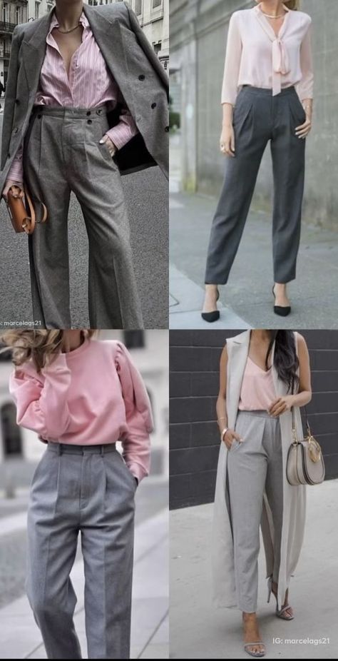 Pastel Business Casual, Colour Combinations Fashion, Color Combos Outfit, Street Style Fall Outfits, Elegante Casual, Gray Pants, Floral Fit, Stylish Work Outfits, Trendy Fall Outfits