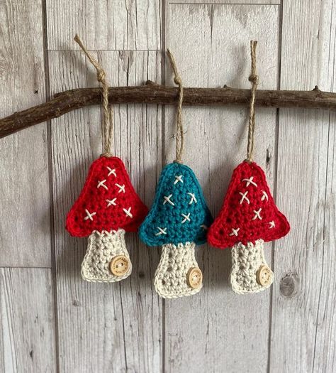 CROCHET PATTERN Toadstool Christmas tree decoration/keyring US terms (English only) 😍 Save This Pin, Then Visit Our Website crochet leaf appliques, crochet letter appliques, crochet letters pattern free appliques, appliques au crochet lapin, crochet mushroom appliques, crochet motifs free pattern appliques, miniature crochet appliques, crochet mini christmas appliques, crochet mini appliques, appliques noel au crochet Appliques Au Crochet, Crochet Rose Pattern, Crochet Classes, Confection Au Crochet, Crochet Mushroom, Crochet Christmas Trees, Crochet Ornaments, Crochet Bookmarks, Crochet Christmas Ornaments