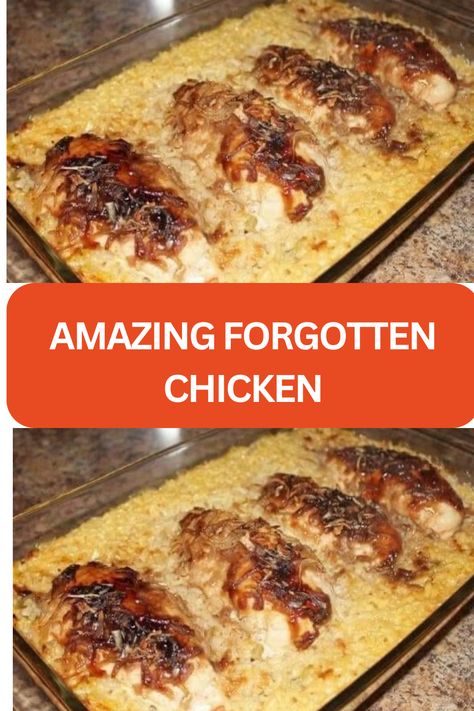 AMAZING FORGOTTEN CHICKEN Boneless Skinless Chicken Breast Recipes, Skinless Chicken Breast Recipes, Forgotten Chicken, Minute Rice, Cream Of Mushroom Soup, Cream Of Mushroom, Breast Recipe, Boneless Skinless Chicken, Chicken Recipes Casserole