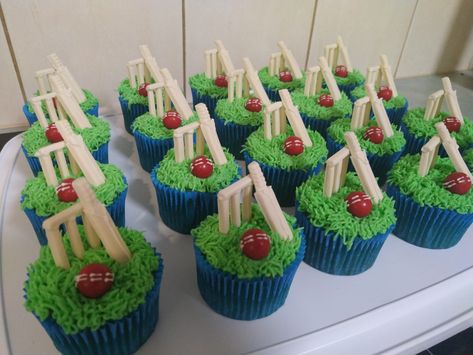 Cricket Birthday Party Ideas, Cricket Cupcakes, Cricket Party, Cricket Theme Cake, Cricket Cake, Ben 10 Birthday, Dino Cake, Cupcakes For Boys, Simple Birthday Decorations