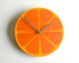 Plywood Walls, Pine Plywood, Funky Decor, Orange Walls, Orange Fruit, Future Apartment, Clock Face, Clock Design, Dream House Decor