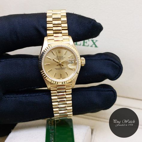 Gold Rolex Women, Rolex 26mm, Rolex Presidential, Nice Watch, Rolex Watches Women, Rolex Women, Luxurious Fashion, Gold Rolex, Watches Women