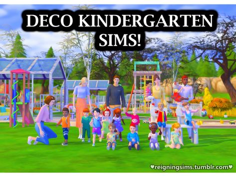 Deco Kindergarten Sims by Reigningsims Deco Sims, Kids Deco, The Sims 4 Packs, Tumblr Sims 4, Sims 4 Update, Best Sims, Sims 4 Mods Clothes, Sims 4 Build, Sims 4 Cc Finds