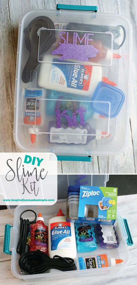 DIY Slime Kit Gift Idea for Kids Slime Station, Best Friend Birthday Surprise, Gifts For Cousins, Christmas Gifts For Cousins, Diy Slime Kit, Slime Birthday Party, Slime Kits, Slime Birthday, Slime Party