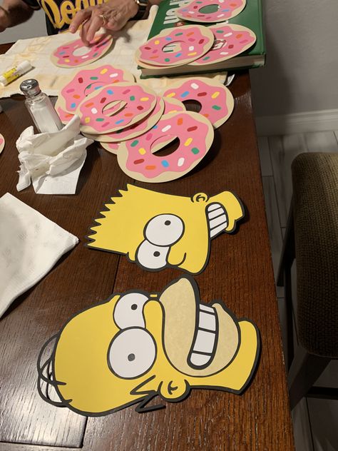 Father and son birthday banner :’) Simpson Themed Party, Homer Simpson Birthday Party Ideas, Father Son Birthday Party Ideas, Simpsons Party Decorations Diy, Simpson Party Ideas, Simpson Birthday Party Ideas, Simpsons Birthday Party, Bolo Simpsons, Simpsons Birthday