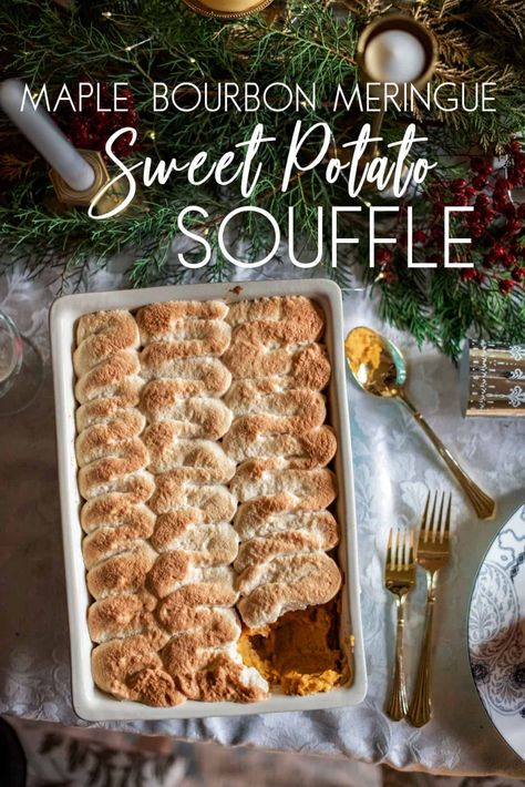 Potato Souffle, Maple Sweet Potatoes, Sweet Potato Souffle, Homemade Appetizer, Classic Thanksgiving, Maple Bourbon, Souffle Recipes, Thanksgiving Meal, Southern Food