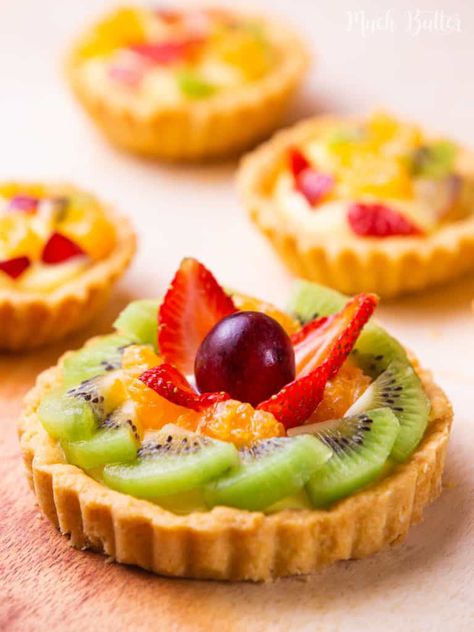 Fruit Pastry Cream Tart I Beautiful & Colorful Dessert - Much Butter Pastry Cream Tart, Fruit Flan, Fruit Pastry, Tart Pastry, Garlic Butter Shrimp Pasta, Fruit Tart Recipe, Fruit Pastries, Sugar Dough, Cream Tart