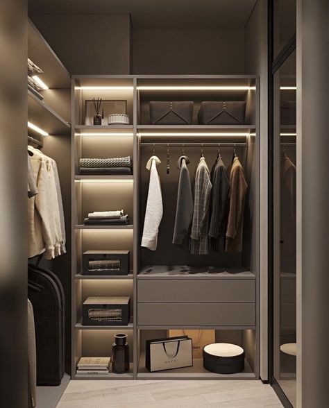 Narrow Closet Design, Walkin Closets Design, Gray Closet, Narrow Closet, Dream Closet Design, Walk In Closet Design, Closet Design Layout, Wardrobe Door Designs, Wardrobe Interior Design