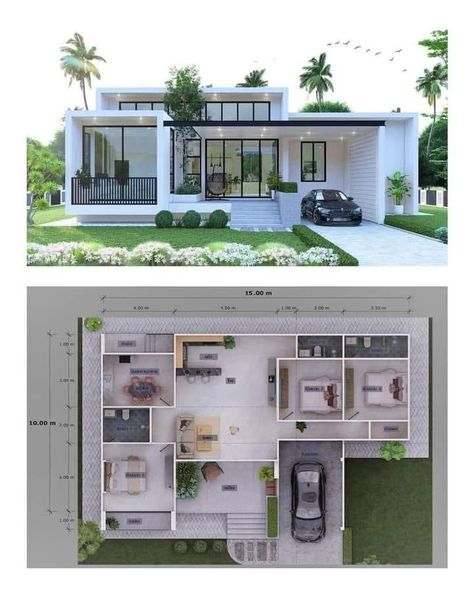 Small House Blueprints, Small House Design Exterior, House Floor Design, Building Plans House, Building House Plans Designs, Simple House Design, Casas The Sims 4, House Plan Gallery, Sims House Plans