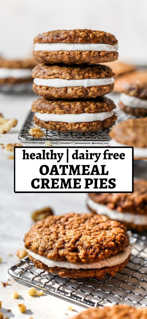 Oatmeal Creme Pies, Heart Healthy Desserts, Dishing Out Health, Debbie Snacks, Oatmeal Creme Pie, Dairy Free Snacks, Oatmeal Cream Pies, Homemade Oatmeal, Healthy Food Facts