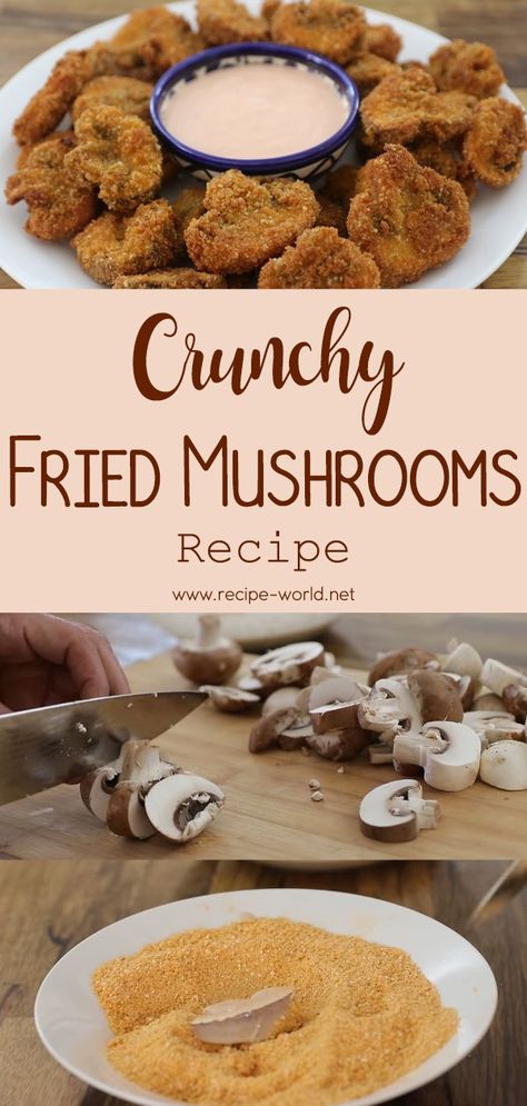 Crunchy Fried Mushrooms Recipe | Breaded Mushrooms - Recipe World Fried Mushrooms Recipe, Fried Mushroom Recipes, Side Dish Easy, Breaded Mushrooms, Mushroom Varieties, Paleo Cookbook, Mushroom Recipe, Fried Mushrooms, Meatless Main Dishes