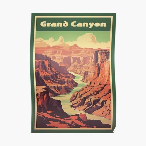 Grand Canyon Poster, Colorado River, The Grand Canyon, The Mighty, Travel Poster, Awe Inspiring, Natural Wonders, Geology, Travel Posters