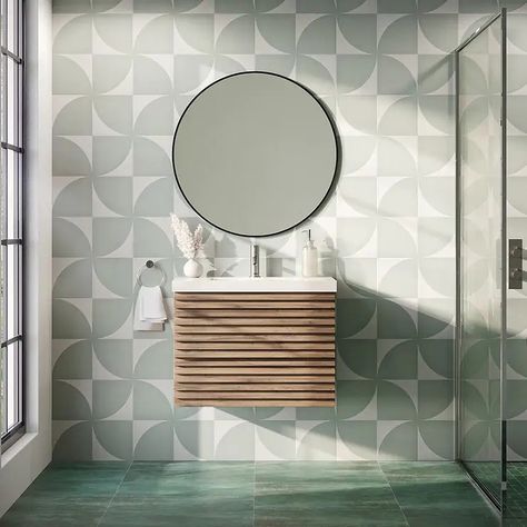 Buy Bond Viridum Green 12x24 Matte Porcelain Tile | TileBar.com Mineral Green, Shower Wall Tile, Cleaning Tile Floors, Matte Porcelain Tile, Concrete Look Tile, Unique Tile, Floating Vanity, Bathroom Floor Tiles, Commercial Flooring