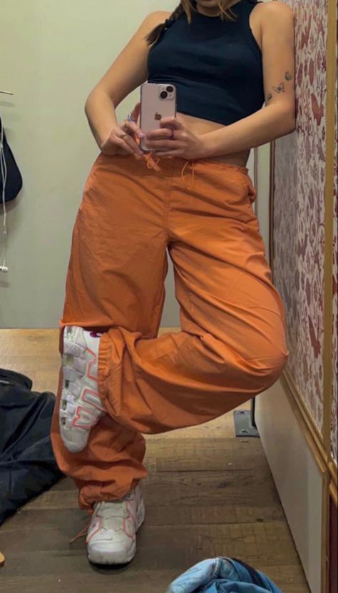 urban outfitters tech pants Orange Baggy Pants Outfit, Tech Pants, Style Upgrade, Baggy Pant, Pants Outfit, Parachute Pants, Cupboard, Harem Pants, Capri Pants