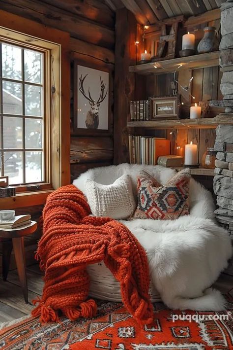 Small Cabin Interiors, Cabin Interior Design, Appliances Design, Cozy Spaces, Cabin Interiors, Small Cabin, Mirrored Furniture, Cozy Space, Cabin Decor