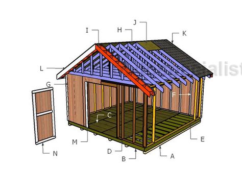 16x16 Gable Shed Plans | HowToSpecialist - How to Build, Step by Step DIY Plans Build Your Own Shed, Cheap Sheds, Wood Storage Sheds, Door Plan, Shed Building Plans, Storage Shed Plans, Diy Shed Plans, Shed Doors, Shed Plan