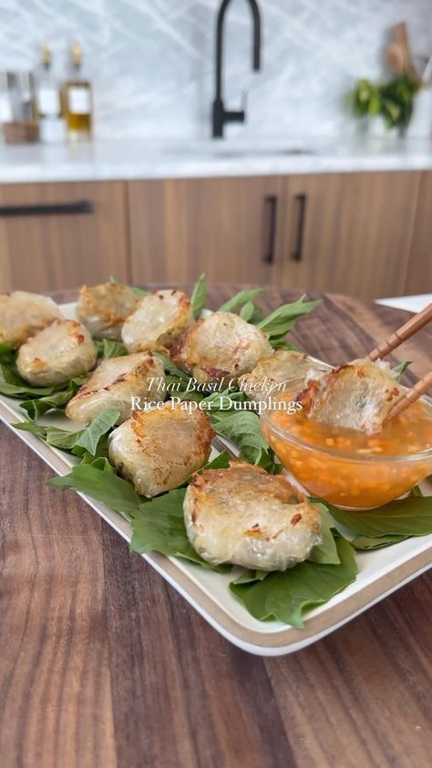 My Wellness by Nature | Healthy Thai basil chicken rice paper dumplings✨from @maxiskitchen For the Filling:▪️1 lb. Ground Chicken (96% lean, not fat free)▪️2... | Instagram Rice Paper Dumplings, Sauce For Fish, Thai Basil Chicken, Firm Tofu, Basil Chicken, Thai Basil, Ideal Weight, Ground Chicken, Chicken Rice