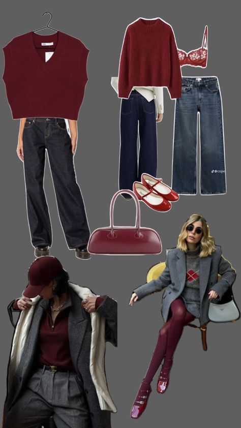 Beautiful and Stylish Autumn Color Combinations 2024 Burgundy Combination Colors, Maroon Color Combinations, Autumn Color Combinations, Burgundy Color Combinations, Maroon Bag, Grey Outfit, Maroon Color, Burgundy Color, Fall 2024