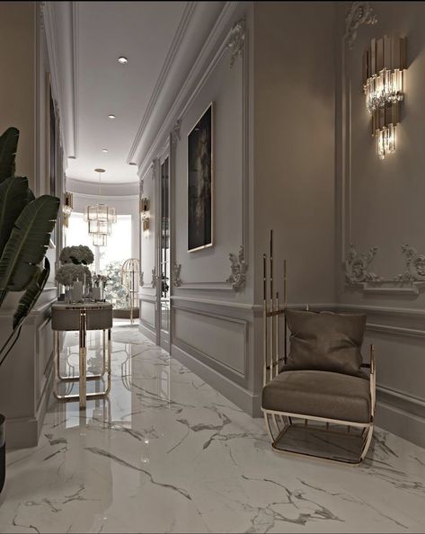 Luxxu Modern Design Living, Neoclassical Interior, Marble Floors, Hallway Designs, House Arch Design, Arch Design, Home Entrance Decor, Luxury Homes Interior, Dream House Interior